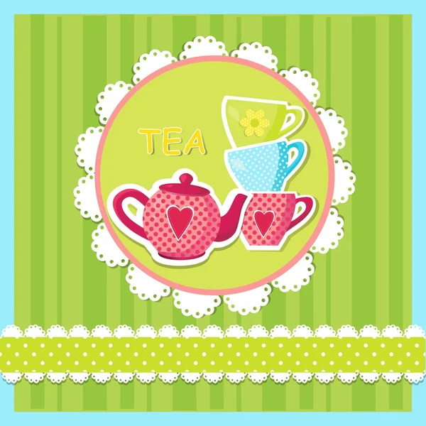 Set con tetera y tazas — Vector de stock