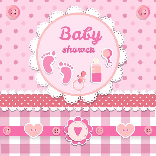 Cute Baby shower for girl — Stock Vector