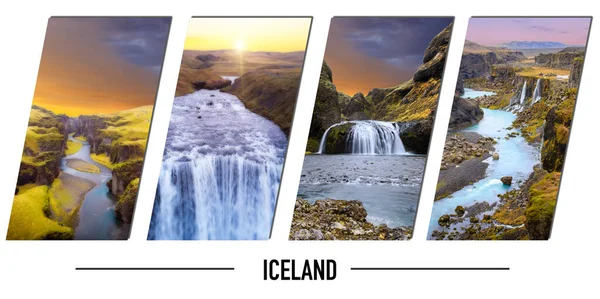 Коллаж Икеландских Закатов — стоковое фото