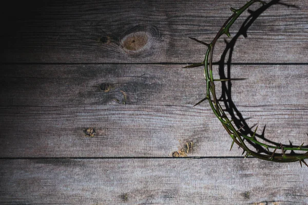 Crown Thorns Wooden Dark Background — Stock Photo, Image