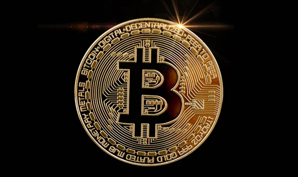 altın bir bitcoin ile siyah arkaplan