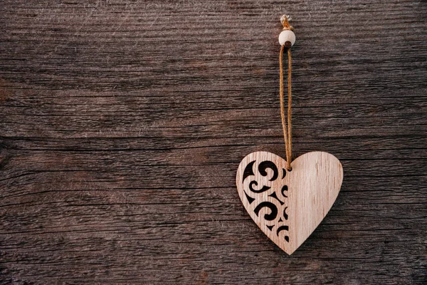 Valentijnsdag Achtergrond Bruine Natuurlijke Planken Grunge Stijl Met Een Houten — Stockfoto