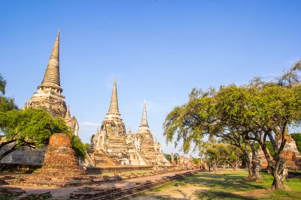 Viagem turística para visitar pagode antigo no templo Wat Mahathat, Ayutthaya, Tailândia — Fotografia de Stock