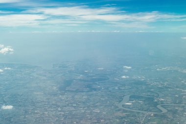 Ho Chi Minh şehri, Vietnam manzarası. Uçaktan görüntüle.