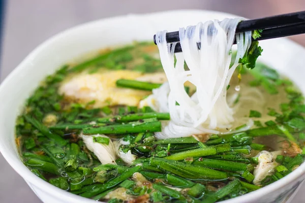 Close Vietnam Noodle Soup Chicken Herb Poho — Stock Photo, Image