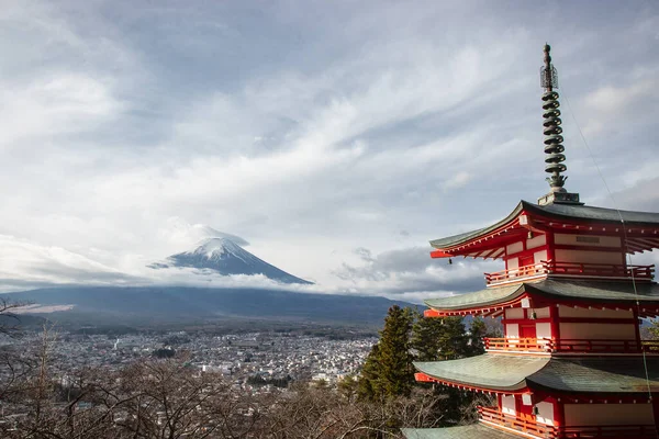 Fujisan Fuji Hegy Piros Chureito Pagodával — Stock Fotó