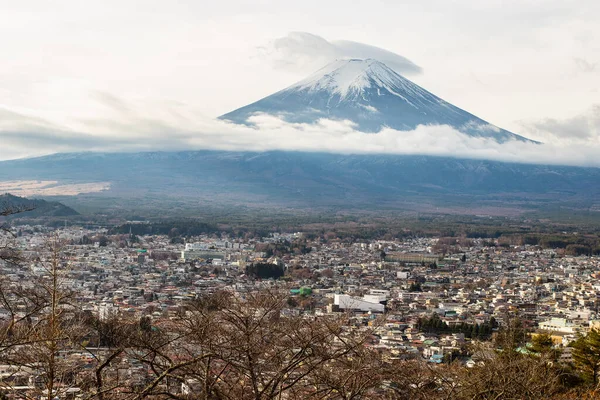 Fuji Hegy Vagy Fujisan Fehér Felhővel — Stock Fotó