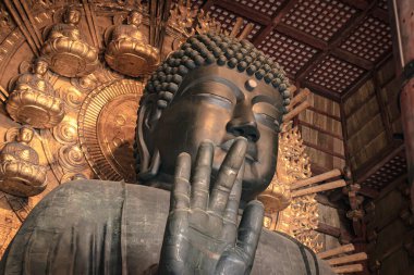 Japonya, Nara 'daki en büyük altın Buda görüntüsü..