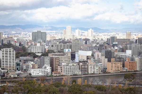 大阪市 2018年12月12日 大阪城の上から見た大阪市の風景 — ストック写真