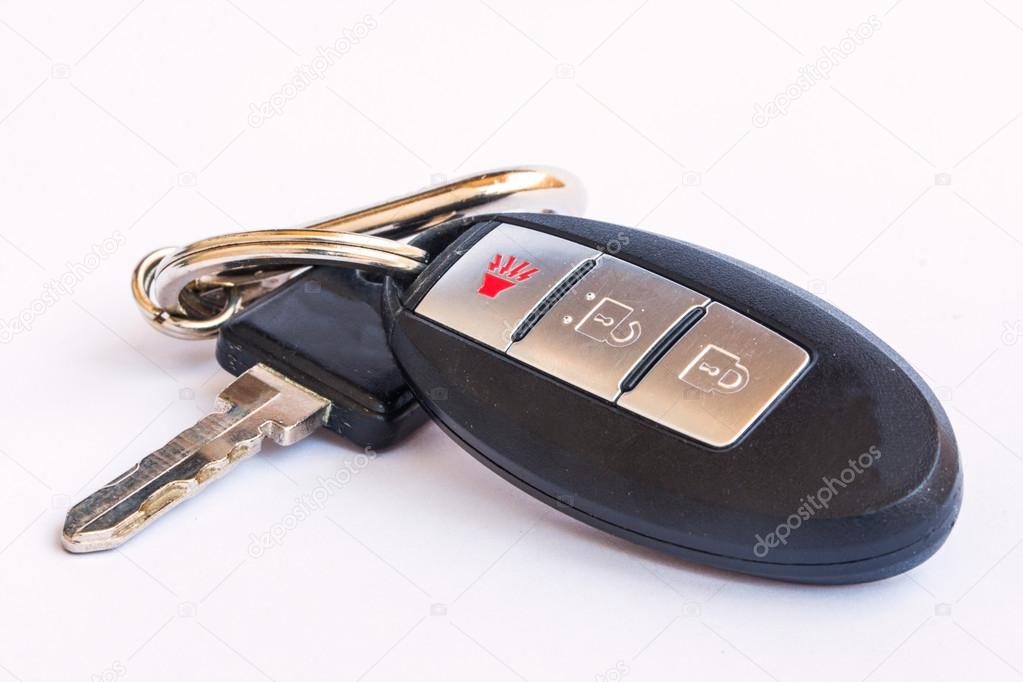 Remote control car key on isolated white background