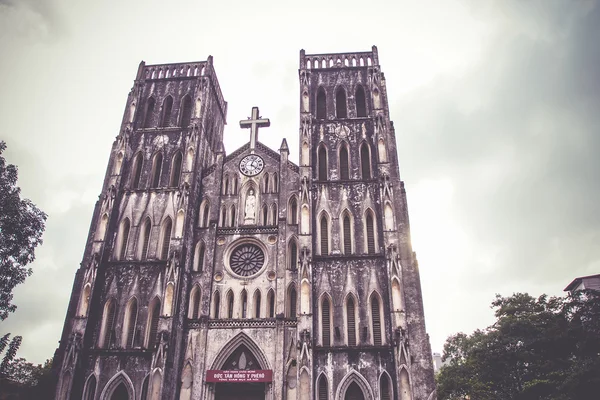 Saint Joseph Cathedral, Hanoi, Vietnam-vintage style — Stock Photo, Image