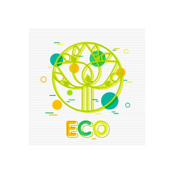 Öko-Konzept Hintergrund mit abstraktem Baum. Öko-Vektorbanner. Umweltfreundlich. Öko-Symbole. Öko-Logo. Umweltplakette. flachen Stil. Vektorillustrator. — Stockvektor