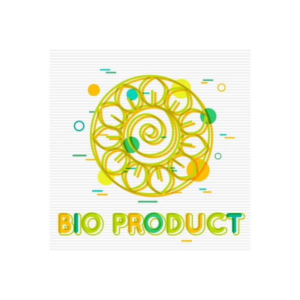 Koncepce bio produktu. Nápis-bio produkt. Logo bio produktu. Návrh bio produktu. Bioprodukt na pozadí. Plochý styl. Vektorový Illustrator. — Stockový vektor