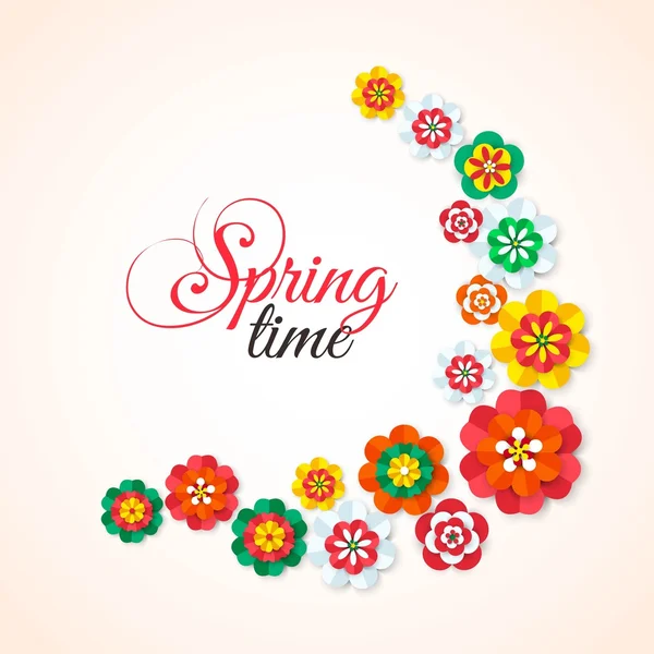 Spring Time. Spring multicolored cutout paper flowers. Spring Flowers Background. Spring Vector Flowers. Spring Flowers Banner. Flowers Isolated. Floral Design Element. Vector Illustration.
