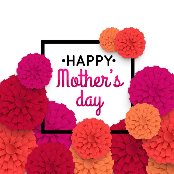 Fond de la fête des mères avec des fleurs en papier. Carte de vœux de la fête des mères. Illustrateur vectoriel . — Image vectorielle