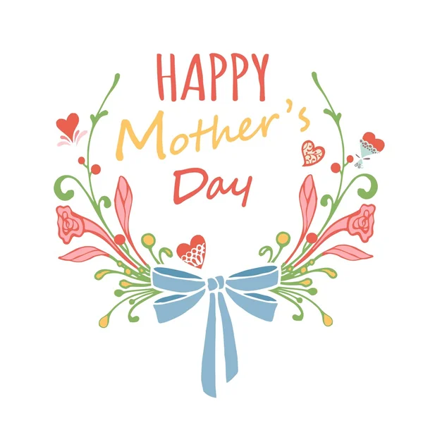 Feliz Día de las Madres tarjeta de felicitación floral. Vector ilustrador . — Vector de stock