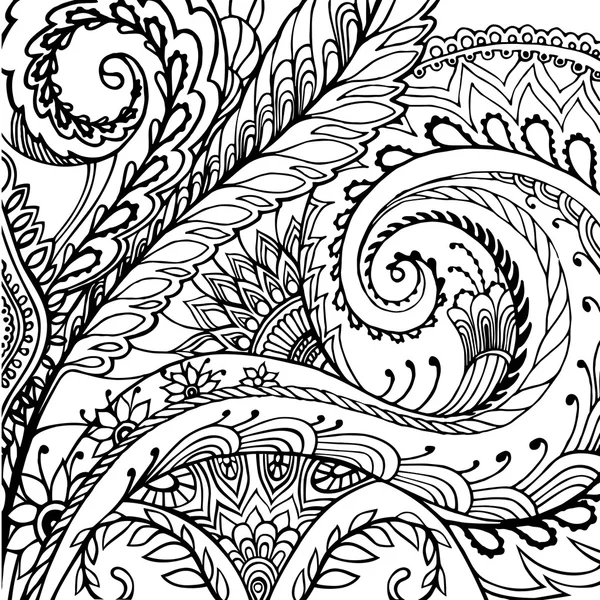 Patrón de flores de primavera o verano - Página para colorear adulto. Ilustración vectorial . — Archivo Imágenes Vectoriales