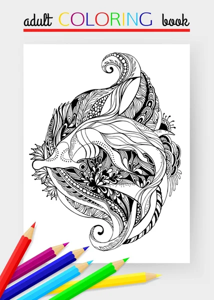 Hammerhead Shark - conception de tatouage. Requin-marteau - Coloriage adulte. Requin Isolé sur fond blanc. Illustration vectorielle . — Image vectorielle