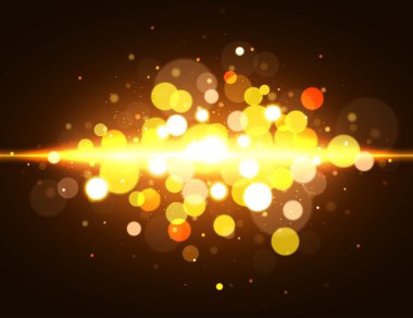 Işık etkisi ile Magic bokeh arka plan. Altın Bokeh. Vektör çizimi.