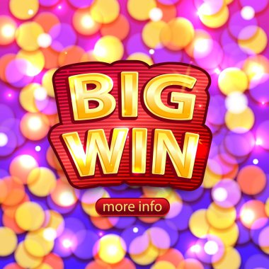 Big Win background for online casino, poker, roulette, slot machines, card games. Vector illustrator. clipart