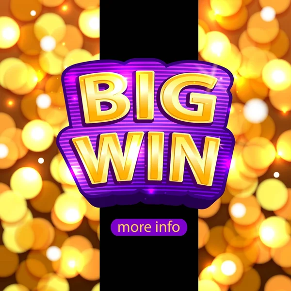 Big Win background for online casino, poker, roulette, slot machines, card games. Vector illustrator. — Stock Vector