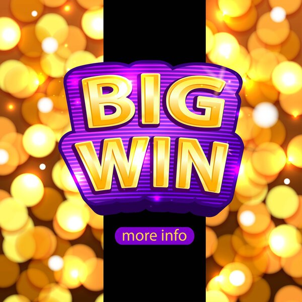 Big Win background for online casino, poker, roulette, slot machines, card games. Vector illustrator.
