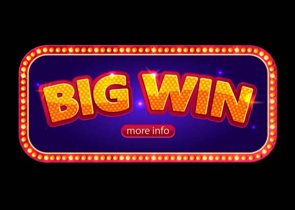 Big Win banner per casinò online, poker, roulette, slot machine, giochi di carte. Illustratore vettoriale. — Vettoriale Stock