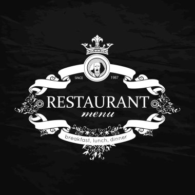 Restoran menü tasarımı. Restoran, Bar, Cafe Vintage Logo şablonu. Vektör çizim.