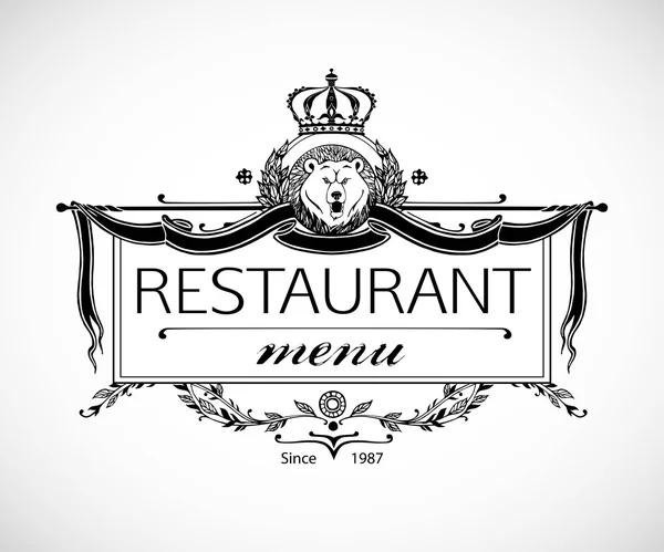 Diseño de monograma para restaurante. Plantilla de logotipo de lujo para restaurante. Plantilla de marco vintage. Ilustración vectorial . — Vector de stock