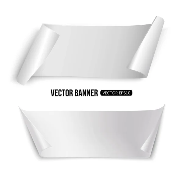 Bandeiras de papel branco modelo isolado para promoção, venda e fundo de negócios. Vector eps 10 formato . —  Vetores de Stock