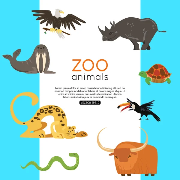 Zoo animals banner — Stok Vektör