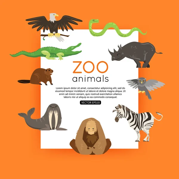 Zoo animals banner — 스톡 벡터