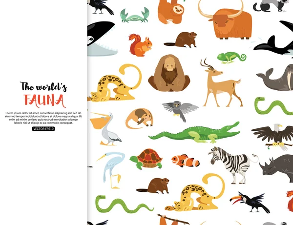 Worlds fauna wild animals — Διανυσματικό Αρχείο