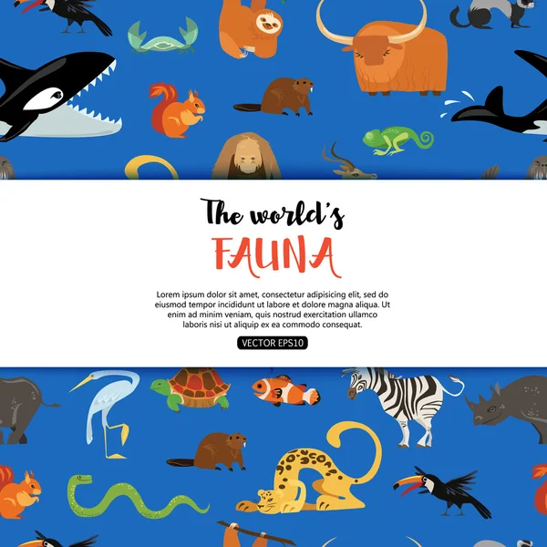 The worlds fauna wild animals — Stock Vector