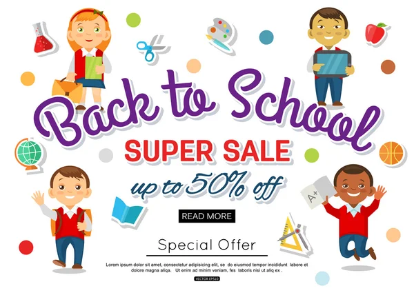 Back to school sale banner — Stock Vector