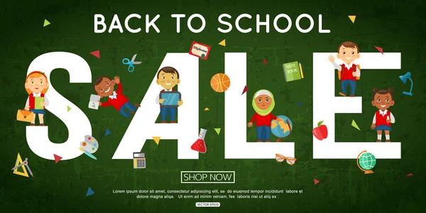 Back to school sale banner — Stock Vector