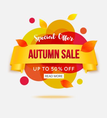 Sonbahar satış banner şablon Dükkanı, online mağaza, süpermarket, fuar, butik için. Vektör eps 10 formatı.