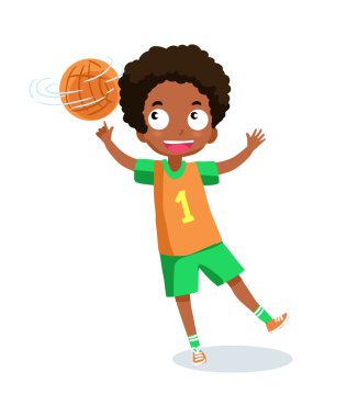 Basketbol oynarken okullu çocuk