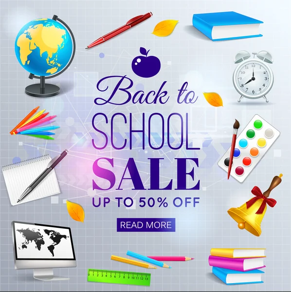 Back to school sale banner template — Stock Vector