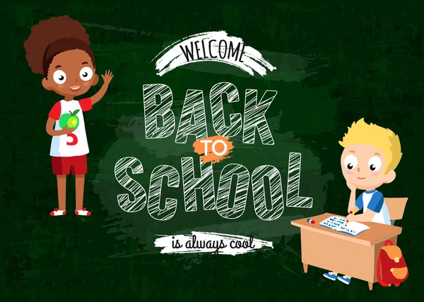 Back to school background with kids — Stock Vector