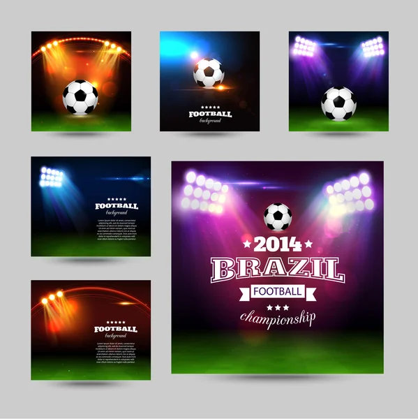 Set of football typographic backgrounds — Stock Vector