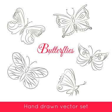 Kelebek çizilmiş set el