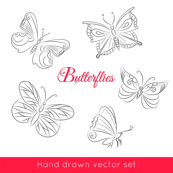 Ручной набор бабочек — стоковый вектор
