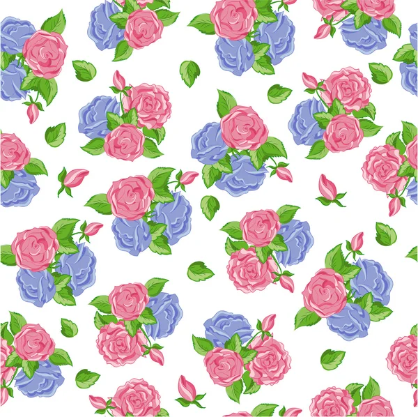 Modèle sans couture avec des roses colorées dessinées à la main — Image vectorielle