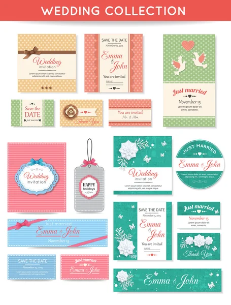 Collection de modèles d'invitation de mariage . — Image vectorielle