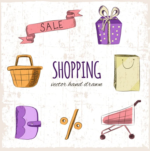 Shopping hand drawn icons — Stock Vector