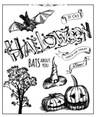 Parlayan Cadılar Bayramı tipografik arka plan