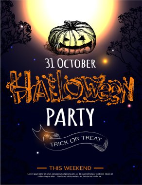 Parlayan Cadılar Bayramı tipografik arka plan