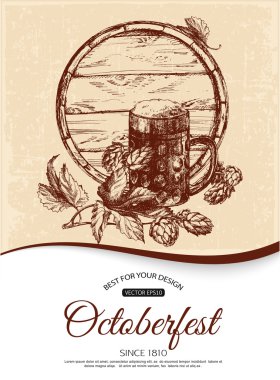 Oktoberfest tipografik antika arka plan