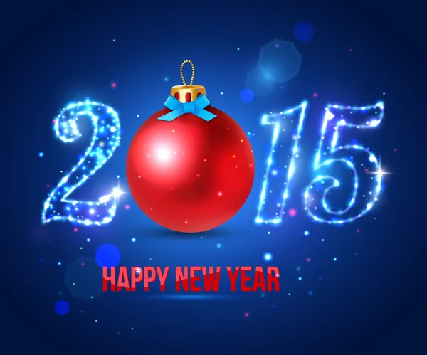 Feliz Año Nuevo 2015 concepto de celebración con bola roja — Vector de stock